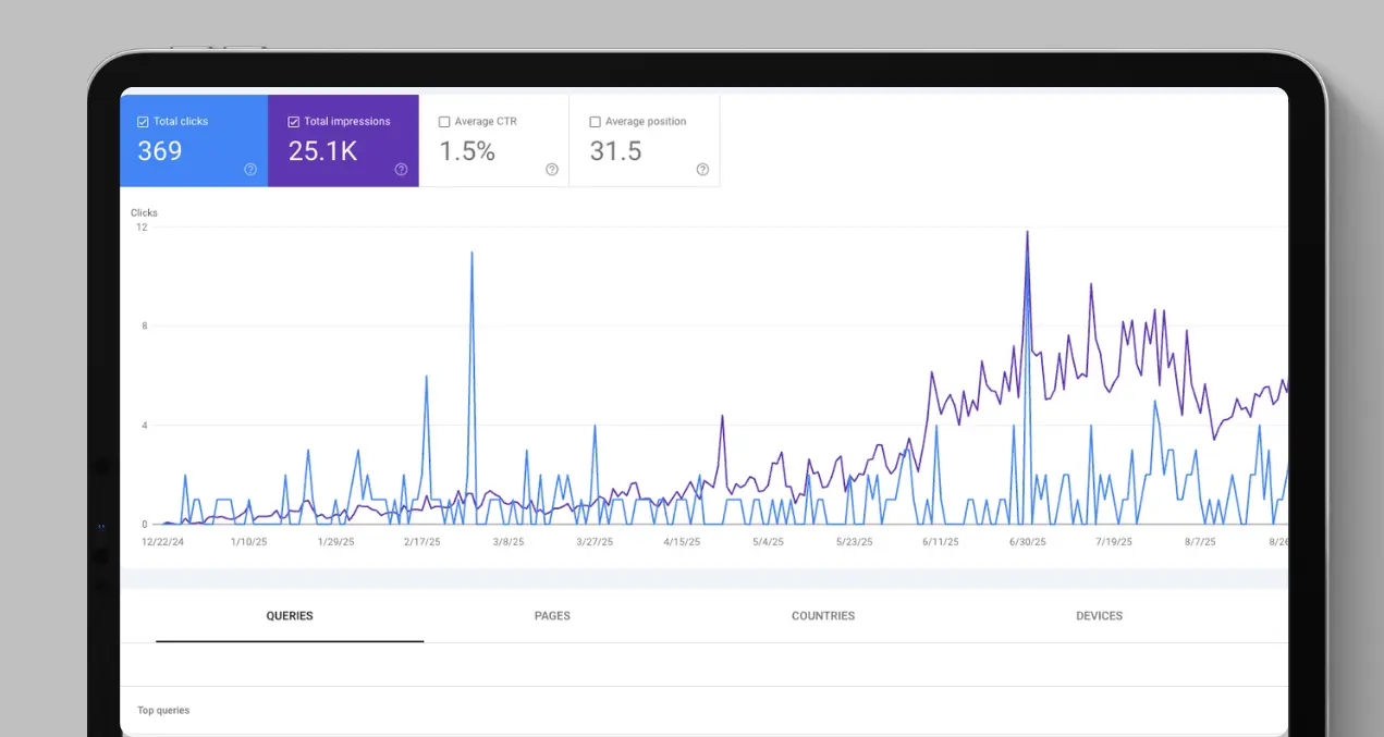 Small business SEO results showing increase in website traffic and keyword rankings
