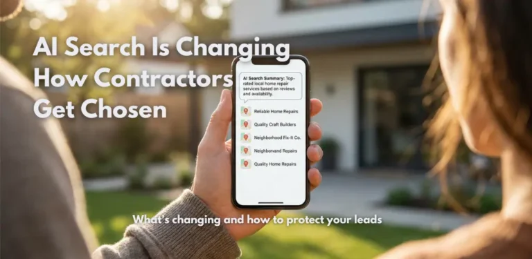 Homeowner viewing an AI search summary and local contractor results on a smartphone