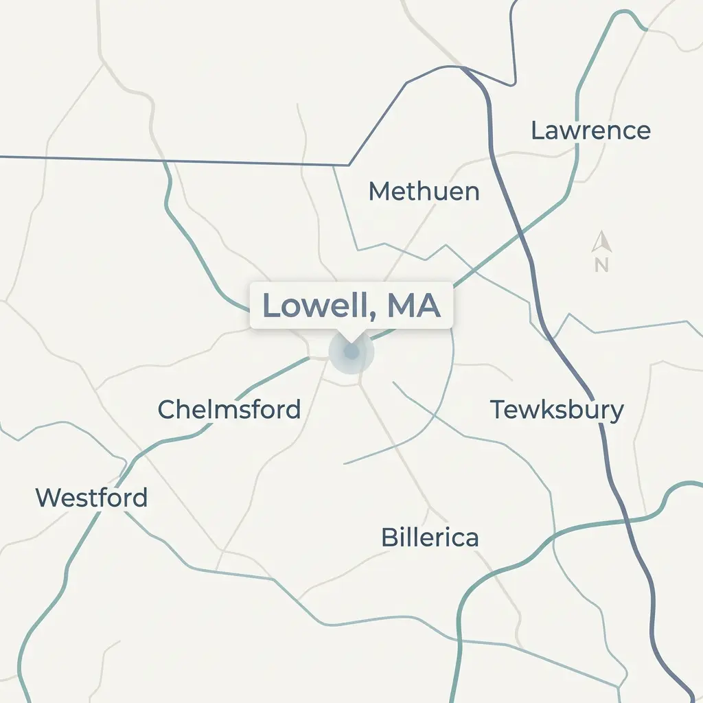 Local SEO in Lowell Ma service area map