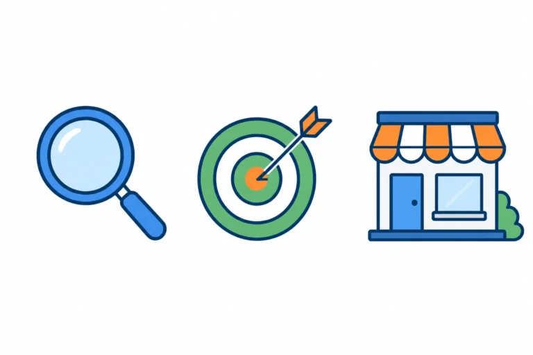 Icons representing Google Search Console, GA4, and Google Business Profile
