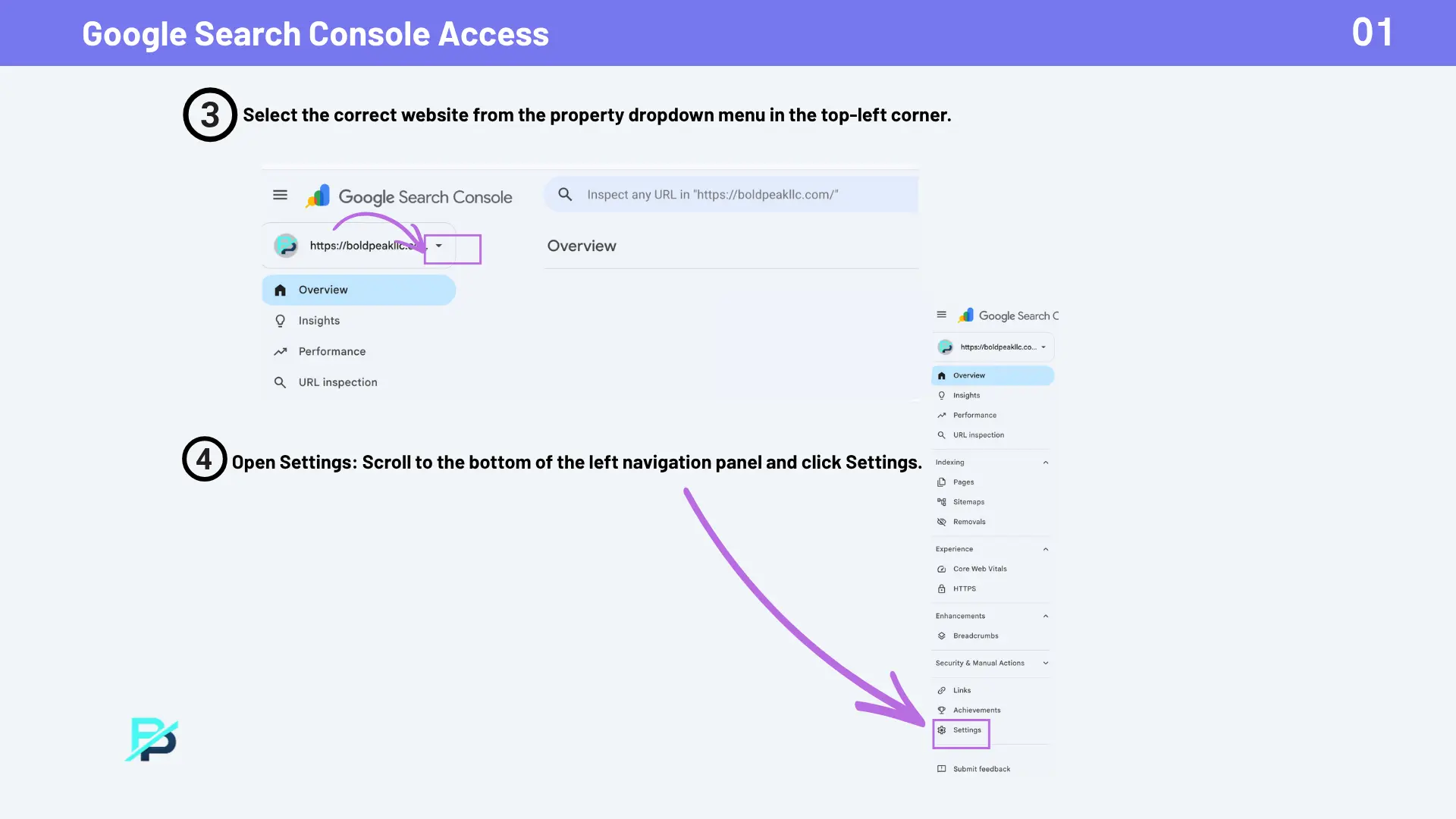 Google Search Console Settings Steps to add a user