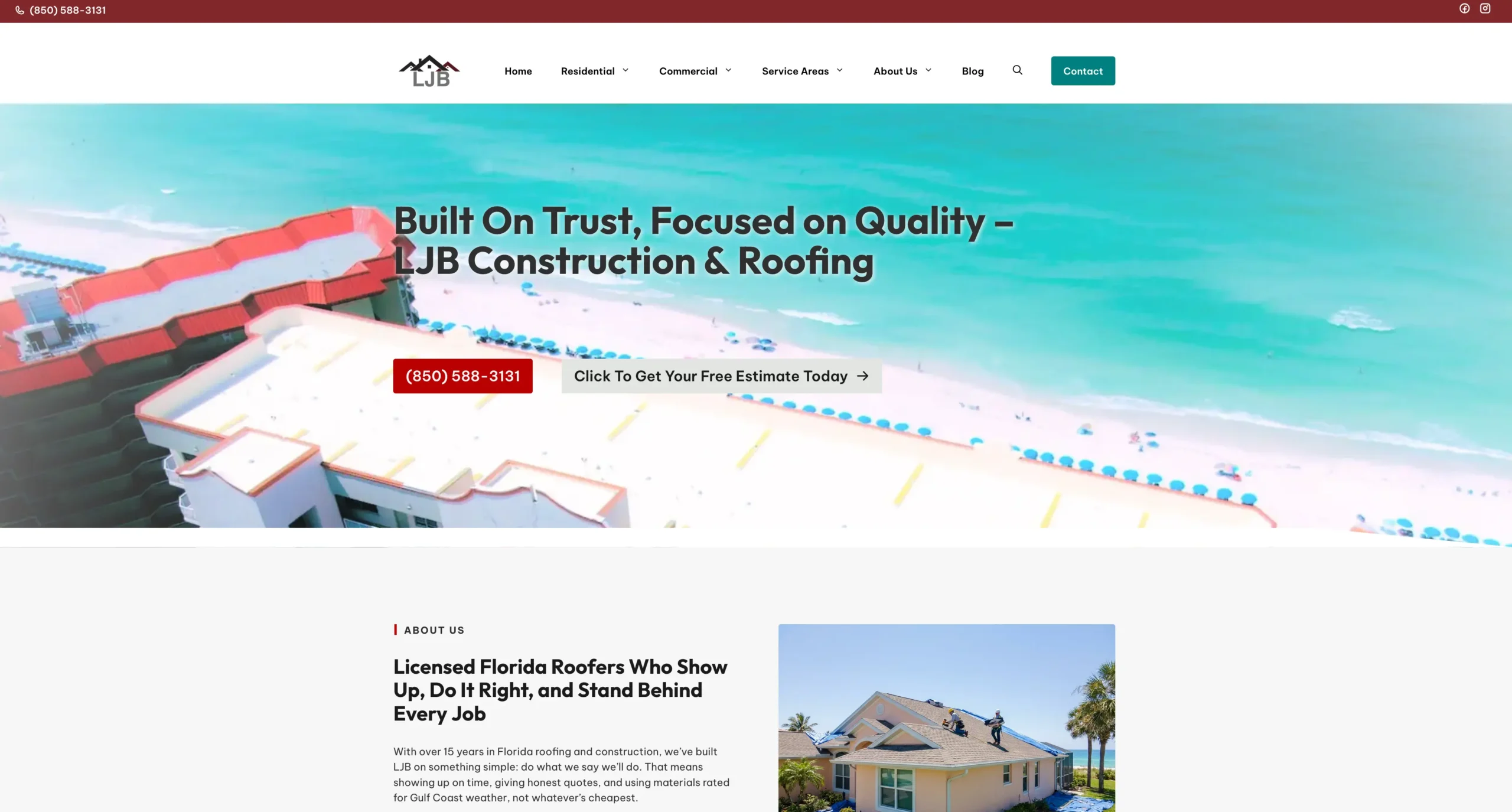 LJB Construction & Roofing Website 